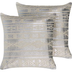 OUJDA  - Sierkussen set van 2 - Zilver - 50 x 50 cm - Katoen