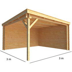Overkapping Els 350 cm bij 350 cm diep Lessenaarsdak