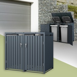 Afvalbak 2 tot 240L 132x80x116,3 cm van staal in antraciet ML design