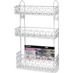 badkamerrekje - wit - metaal - 30x10x49 cm - 3 lagen doucherek - Douche- en badrekjes