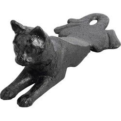 Esschert Deurstopper liggende kat - 0.5 kg - gietijzer - zwart - 16 cm - Deurstoppers