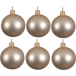 12x Glazen kerstballen mat licht parel/champagne 8 cm kerstboom versiering/decoratie - Kerstbal