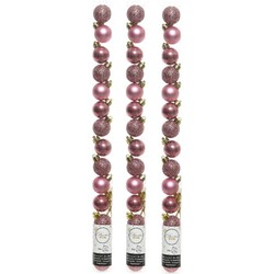 42x stuks kleine kunststof kerstballen oudroze (velvet) 3 cm - Kerstbal