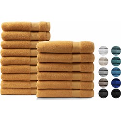 Handdoeken 15 delig combiset - Hotel Collectie - 100% katoen - okergeel
