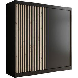 Meubella - Kledingkast Lisbon - Zwart - 200 cm