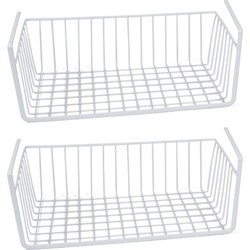 4x Stuks opberg/opruim hangmandje/kastmandje wit 30 cm van ijzer - Opbergmanden