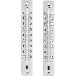 Set van 2x kunststof thermometer voor binnen en buiten 28 cm - Buitenthermometers