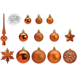 Pakket met 110x stuks kunststof kerstballen/ornamenten met piek koper - Kerstbal