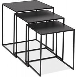 Set van 3 nestbare bijzettafels BAGGY 50x50x50 cm Zwart