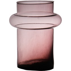 Hakbijl Glass Bloemenvaas Luna - transparant mauve - eco glas - D15 x H20 cm - cilinder vaas - Vazen