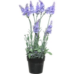 Lavendel kunstplant in pot - lila paars - D18 x H38 cm - Kunstplanten
