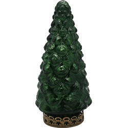 Clayre & Eef Kerstdecoratie met LED-verlichting Kerstboom Ø 8x16 cm Groen Glas