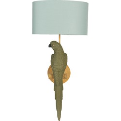 Clayre & Eef Wandlamp  Ø 23x44 cm  Groen Kunststof Ovaal Papegaai Muurlamp