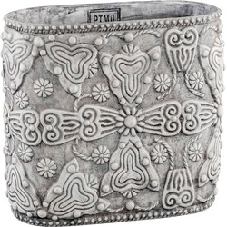 PTMD Memoir grijze cement pot ovaal baroque maat in cm: 40 x 20 x 36