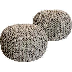 SVJ Poef - 55x55x37 cm - Katoen - Beige - Set van 2