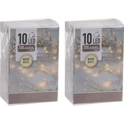 Kerstverlichting lichtsnoer - 10x stuks - 10 led lampjes - warm wit - 1 meter - op batterij - Lichtsnoeren