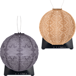 Lumiz Solar Buitenlampionnen Amanohashidate Set - Rond lampionnen inclusief 2 metalen platen - Abrikoos - Paars