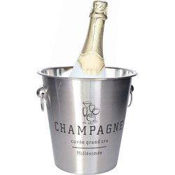 Urban Living Champagne & wijnfles koeler/ijsemmer - zilver - RVS - 22 x 21 cm - De luxe model - IJsemmers