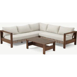 Zambra Loungehoek Set - 3 stuks - Gevlochten Buitenkant Plat Gebroken Wit