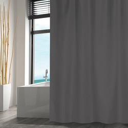 MSV Douchegordijn met ringen - donkergrijs - polyester - 180 x 200 cm - Douchegordijnen