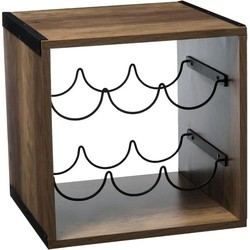 Houten flessenrek/wijnrek voor 6 flessen 31 x 31 x 31 cm - Wijnrekken