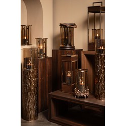 PTMD Windlicht Rezy - 17x17x68 cm - Metaal - Goud