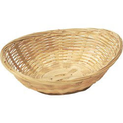 5x Ovale rieten/bamboe fruitmand/fruitschaal 22 x 17 x 7 cm - Serveerschalen