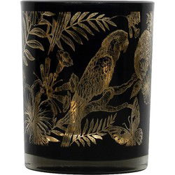 Mars & More Waxinelichthouder - zwart - glas - papegaai - 12 cm - Waxinelichtjeshouders