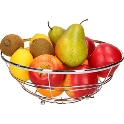 Medium-size fruitschaal Chrome metal rond 28 x 11 cm - Fruitschalen