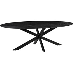 LABEL51 Eetkamertafel James - Zwart - Mangohout - 240 cm - Ovaal