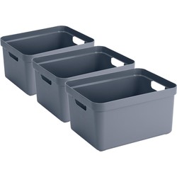 5x stuks donkerblauwe opbergboxen/opbergmanden 32 liter kunststof - Opbergbox