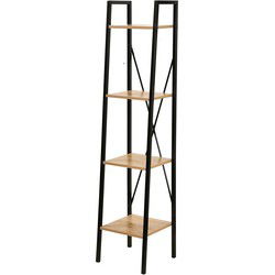 Boekenplank Met 4 Tiers - Industriële - Houtenlook en Metaal Meubels - H148 cm - LEXIE