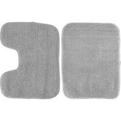 Badmatten set - beton grijs - voor douch en toilet - Badmatjes