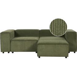 APRICA - Tweezitsbank met ottomaan - Groen - Corduroy