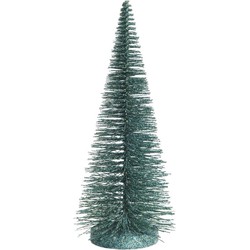 Mini decoratie kerstboompje - groen glitter - H30 cm - kunststof - Kunstkerstboom