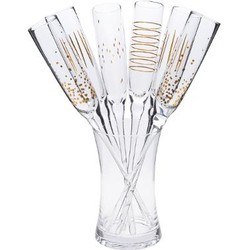 Luxe Champagne Glas/Flute - Set van 6 - Gouden Rand (inclusief emmer)
