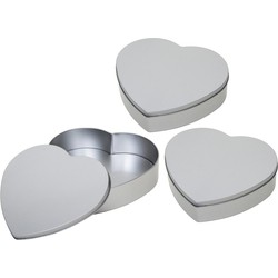 3x Zilver hart bewaarblik/opbergblik 18 cm - Voorraadblikken
