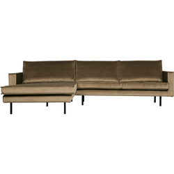 BePureHome Rodeo Chaise Longue Links - Velvet - Taupe - 85x300x86/155