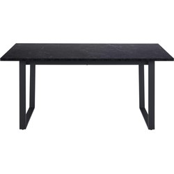Eettafel Liam Zwart Marmerlook 160cm - Giga Living
