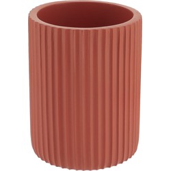 Tendance Tandenborstelbeker - terracotta - ribbel - PS - 7x9,5 cm - Tandenborstelhouders
