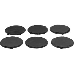 Secret de Gourmet Glasonderzetters - 6x - antraciet leisteen - 10 cm - Glazenonderzetters