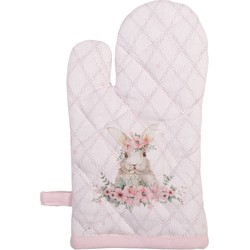 Clayre & Eef Kind Ovenwant  12x21 cm Roze Katoen Konijn