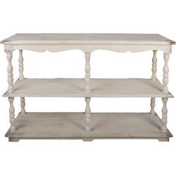 Clayre & Eef Sidetable Wit Beige Hout