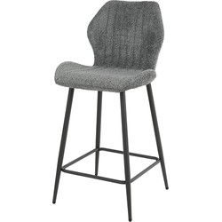 Barstoel Bouclé Grijs -  Zithoogte 67cm - Lendesteun - Set van 2