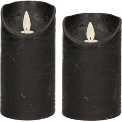 Set van 2x stuks Zwarte Led kaarsen met bewegende vlam - LED kaarsen