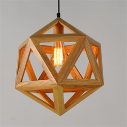 Groenovatie Houten Design Hanglamp, E27 Fitting, 40x40cm, Naturel