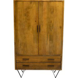 Kast Donkerbruin Mangohout - 110x40x180 - Metaal - Ubud - Giga Meubel
