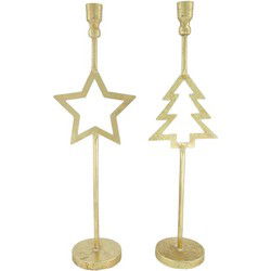 Kaarshouder l16b10,6h51 cm goud