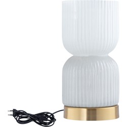 PTMD Zhen White embossed rib glass table lamp S