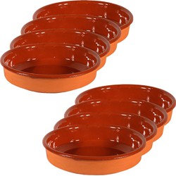8x Terracotta tapas borden/schalen 21 cm en 18 cm - Snack en tapasschalen